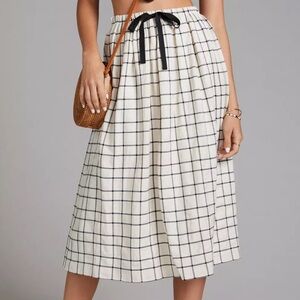 Anthropologie Corey Lynn Calter Plaid Pull On Elastic Waist Midi Skirt Small